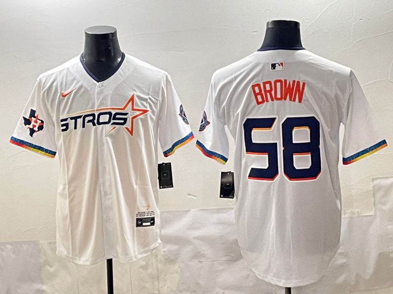 Men Houston Astros #58 Brown White Fourth generation Joint Name 2025 Nike MLB Jersey style 8